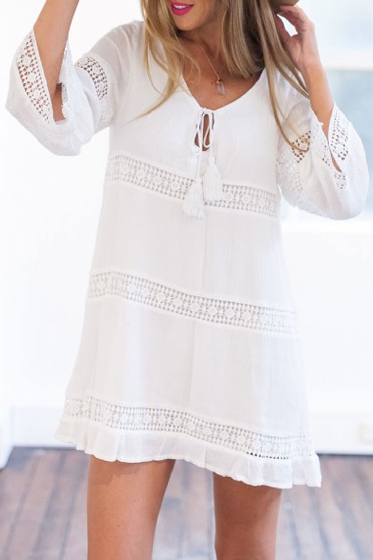 elegant-white-crochet-paneled-mini-shift-dress