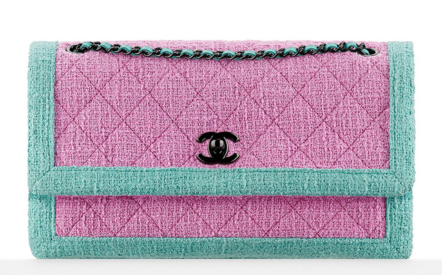 pink tweed handbolsa